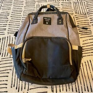 Black and Grey Canvas Diaper Bag Backpack Colorblock